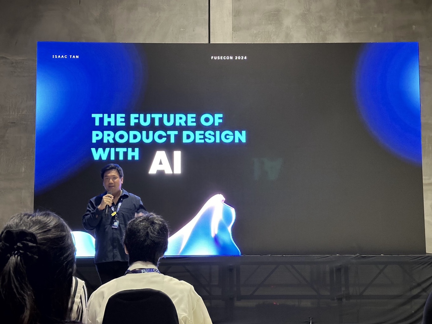 Isaac Tan giving the keynote, The Future of Product Design with AI, at FUSECON 2024.